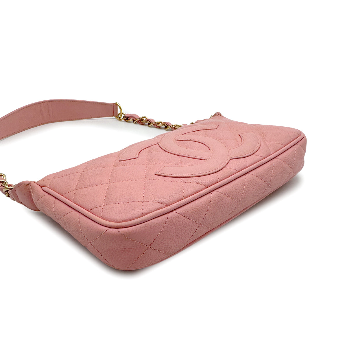 VINTAGE CHANEL COCOMARK MATELASSE CHAIN SHOULDER BAG PINK CAVIAR SKIN GOLD HARDWARE 90329191