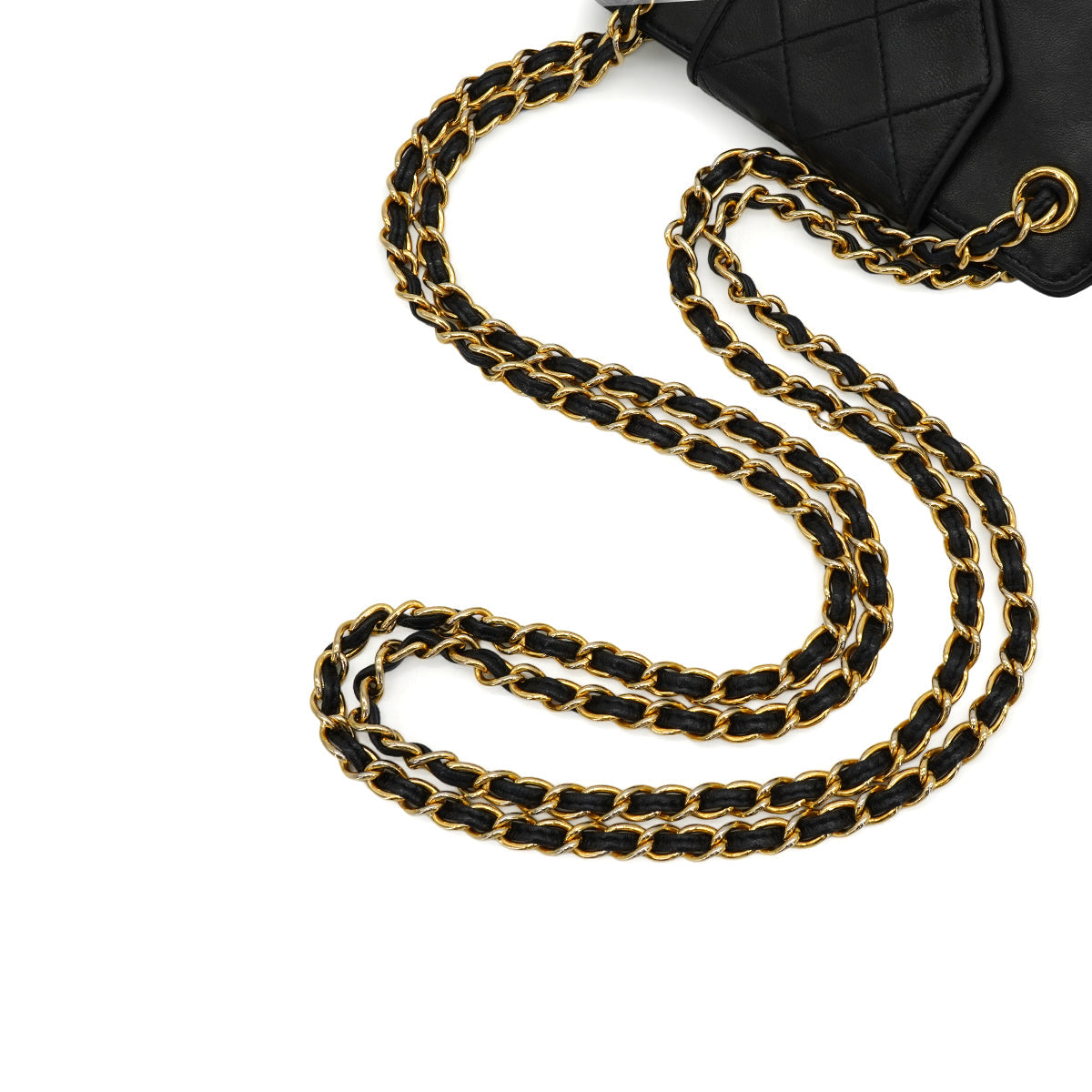 VINTAGE CHANEL COCOMARK MATELASSE FRINGE CHAIN SHOULDER BAG BLACK LAMB SKIN GOLD HARDWARE 90341917