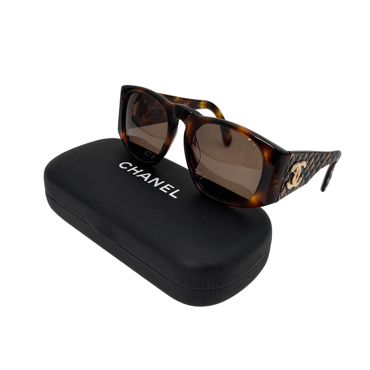 VINTAGE CHANEL COCOMARK MATELASSE SUNGLASSES TORTOISESHELL BROWN EYEWEAR 90322532