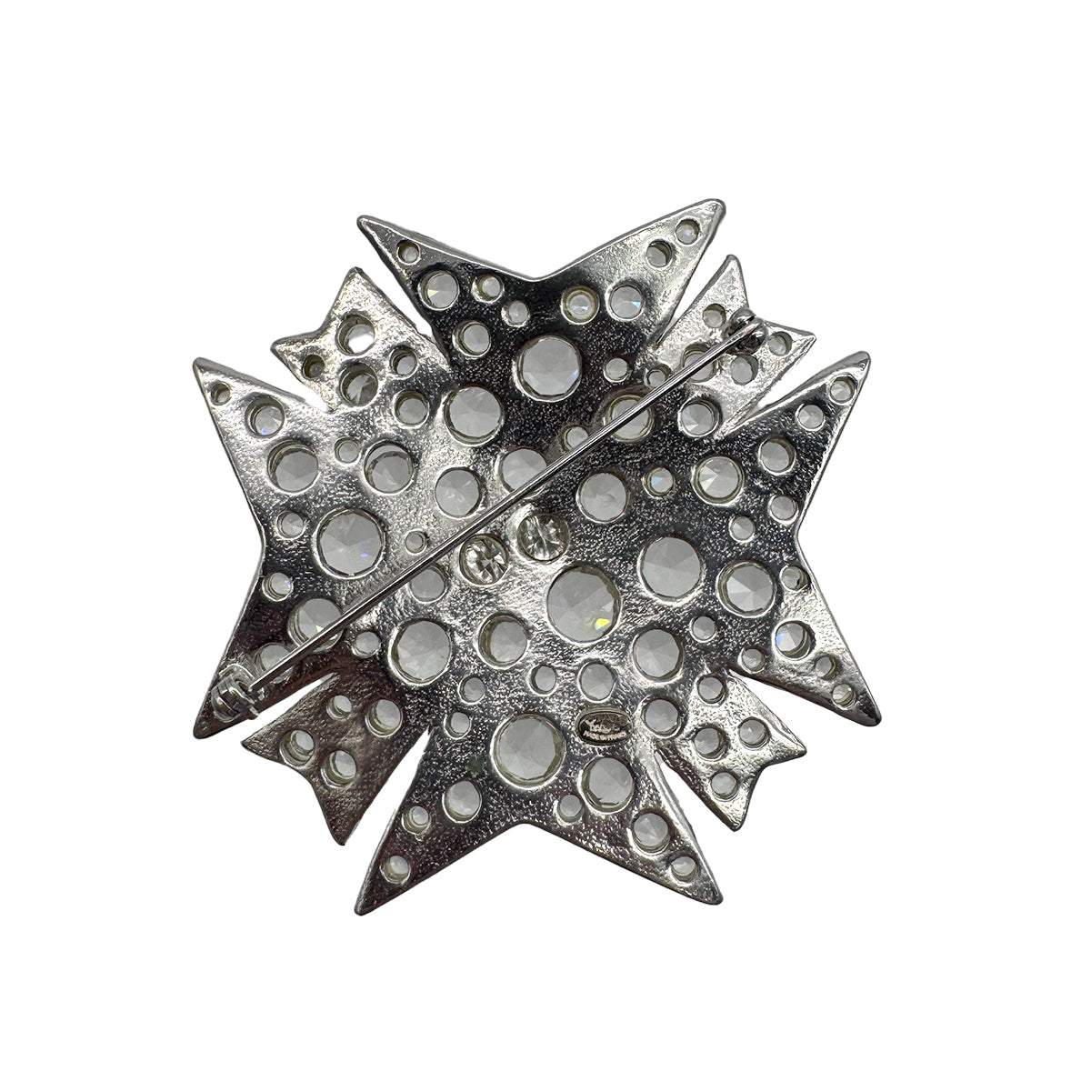 CHANEL COCOMARK RHINESTONE BROOCH SILVER ACCESSORY 05C 90328955