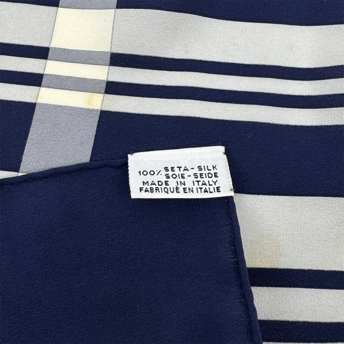 VINTAGE CHANEL COCOMARK SCARF CHECK PATTERN NAVY WHITE RED SILK 90322147