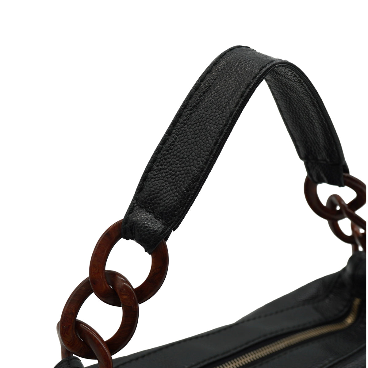 VINTAGE CHANEL COCOMARK SHUOLDER BAG BLACK TORTOISESHELL CAVIAR SKIN PLASTIC HARDWARE 90346124