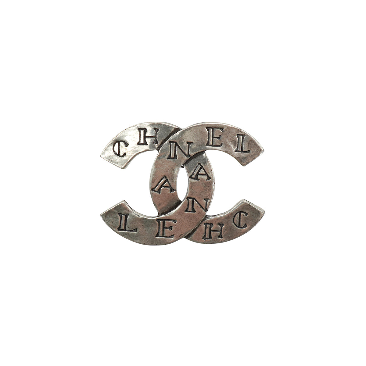 VINTAGE CHANEL COCOMARK SILVER BROOCH LOGO ACCESSORY 99A 90331685