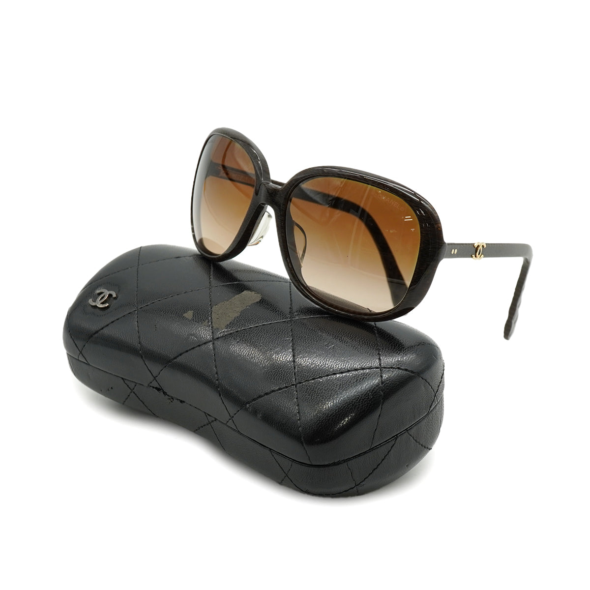 VINTAGE CHANEL COCOMARK SUNGLASSES MATELASSE BROWN EYEWEAR 90334191