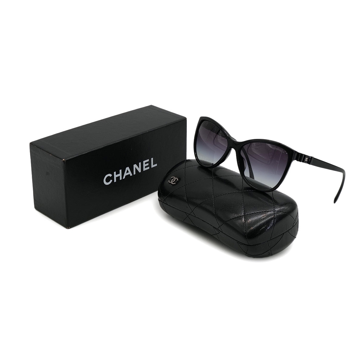 VINTAGE CHANEL COCOMARK SUNGLASSES RIBBON BLACK EYEWEAR 90321067