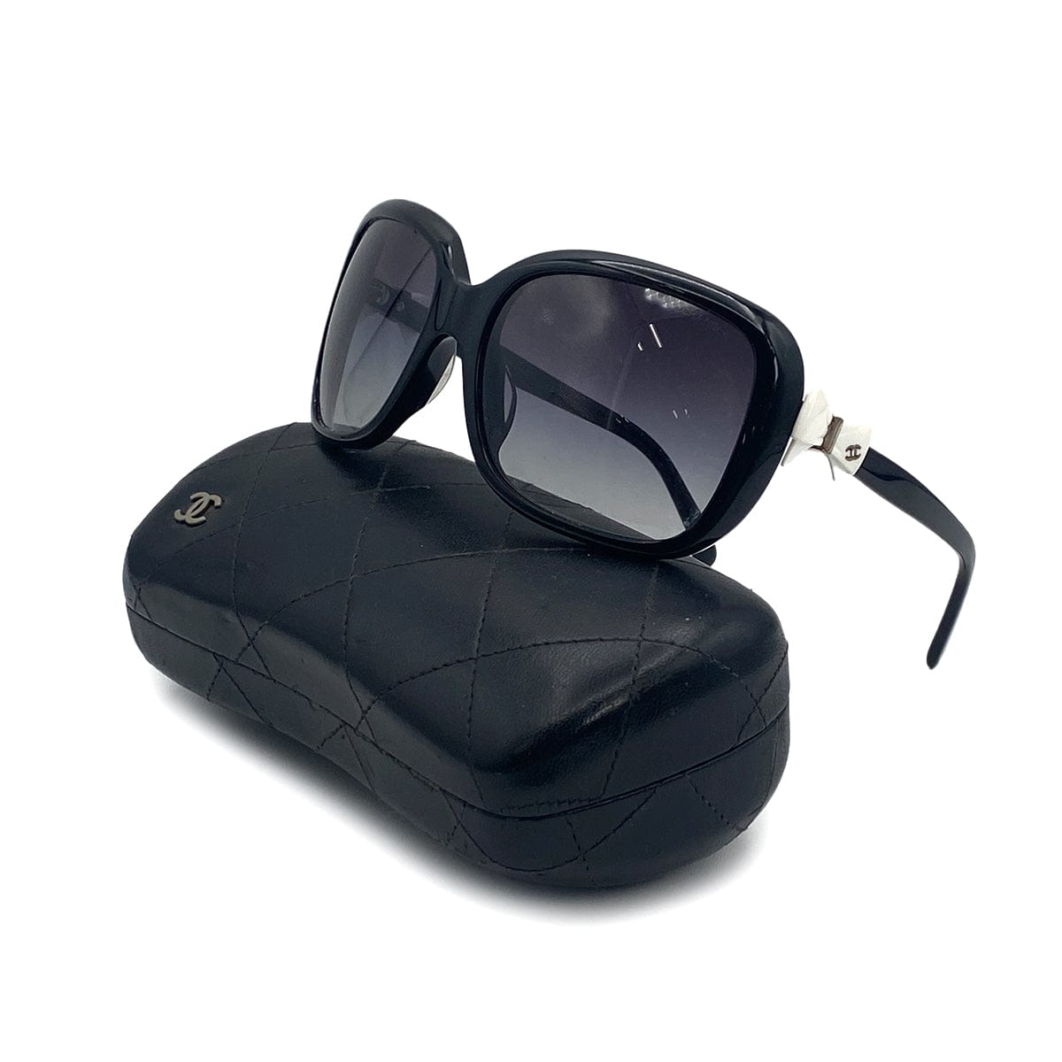 VINTAGE CHANEL COCOMARK SUNGLASSES RIBBON BLACK EYEWEAR 90321111