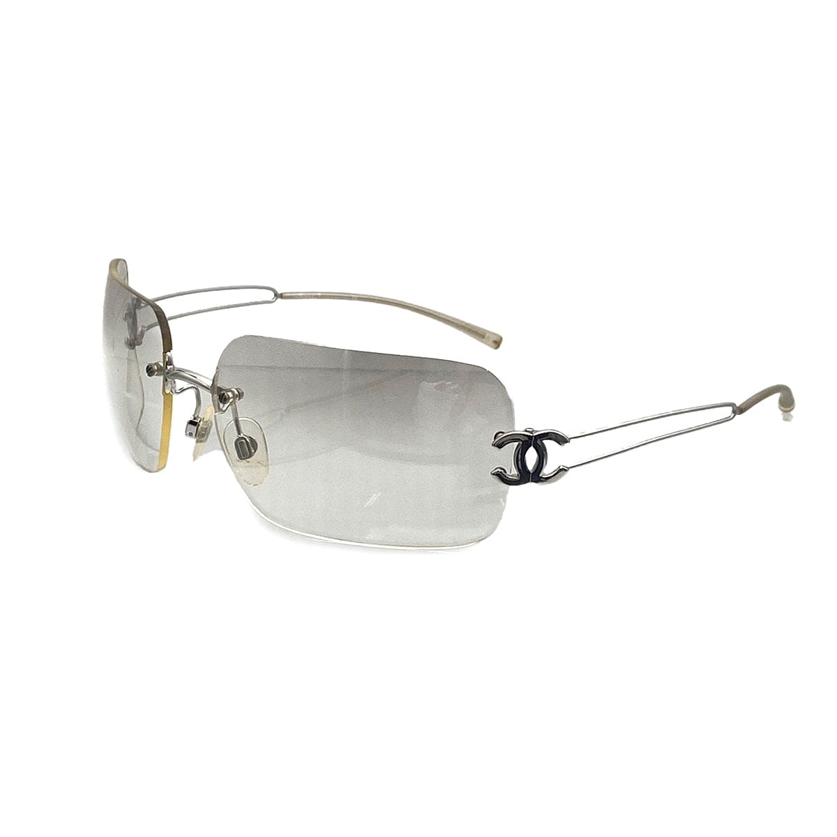 VINTAGE CHANEL COCOMARK SUNGLASSES SILVER EYEWEAR 90321132