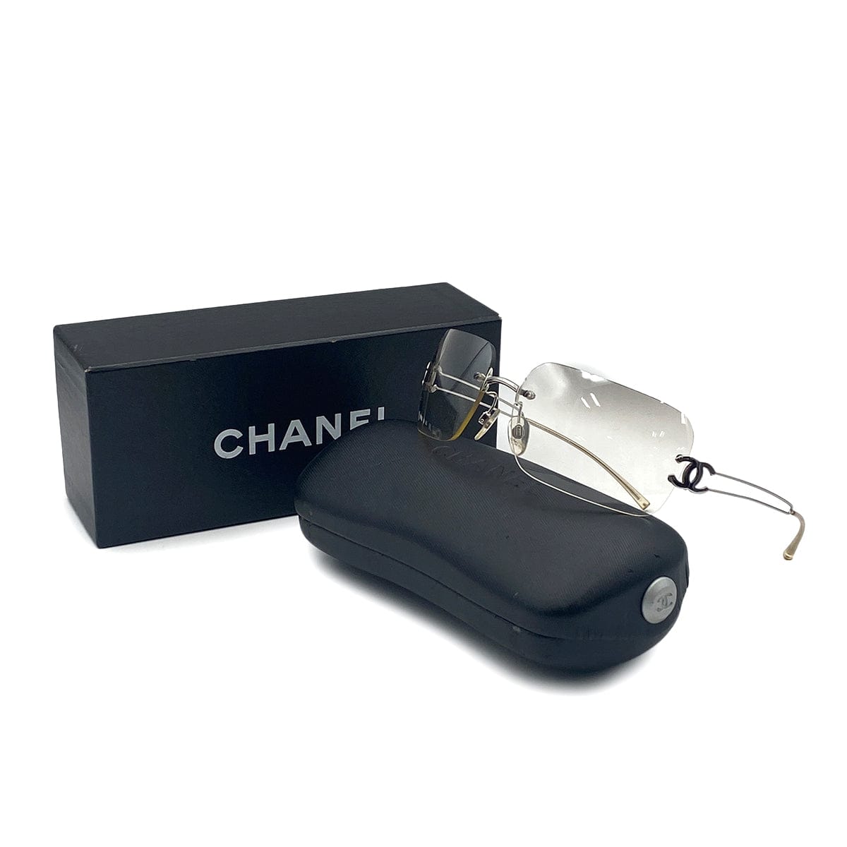 VINTAGE CHANEL COCOMARK SUNGLASSES SILVER EYEWEAR 90321132