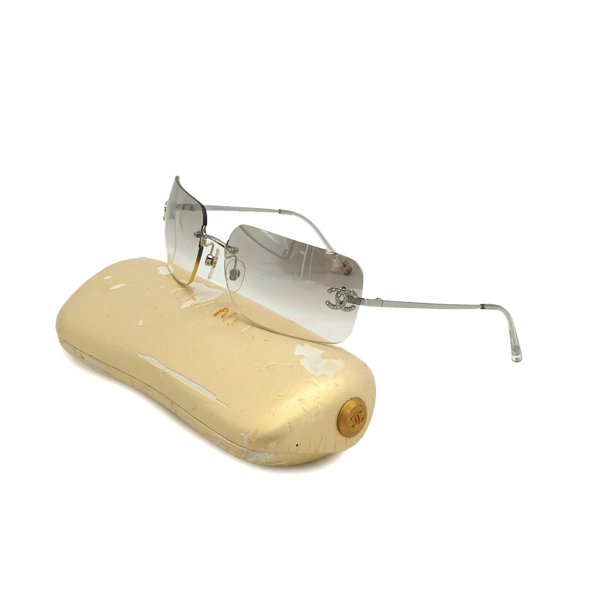 VINTAGE CHANEL COCOMARK SUNGLASSES SILVER EYEWEAR 90335654