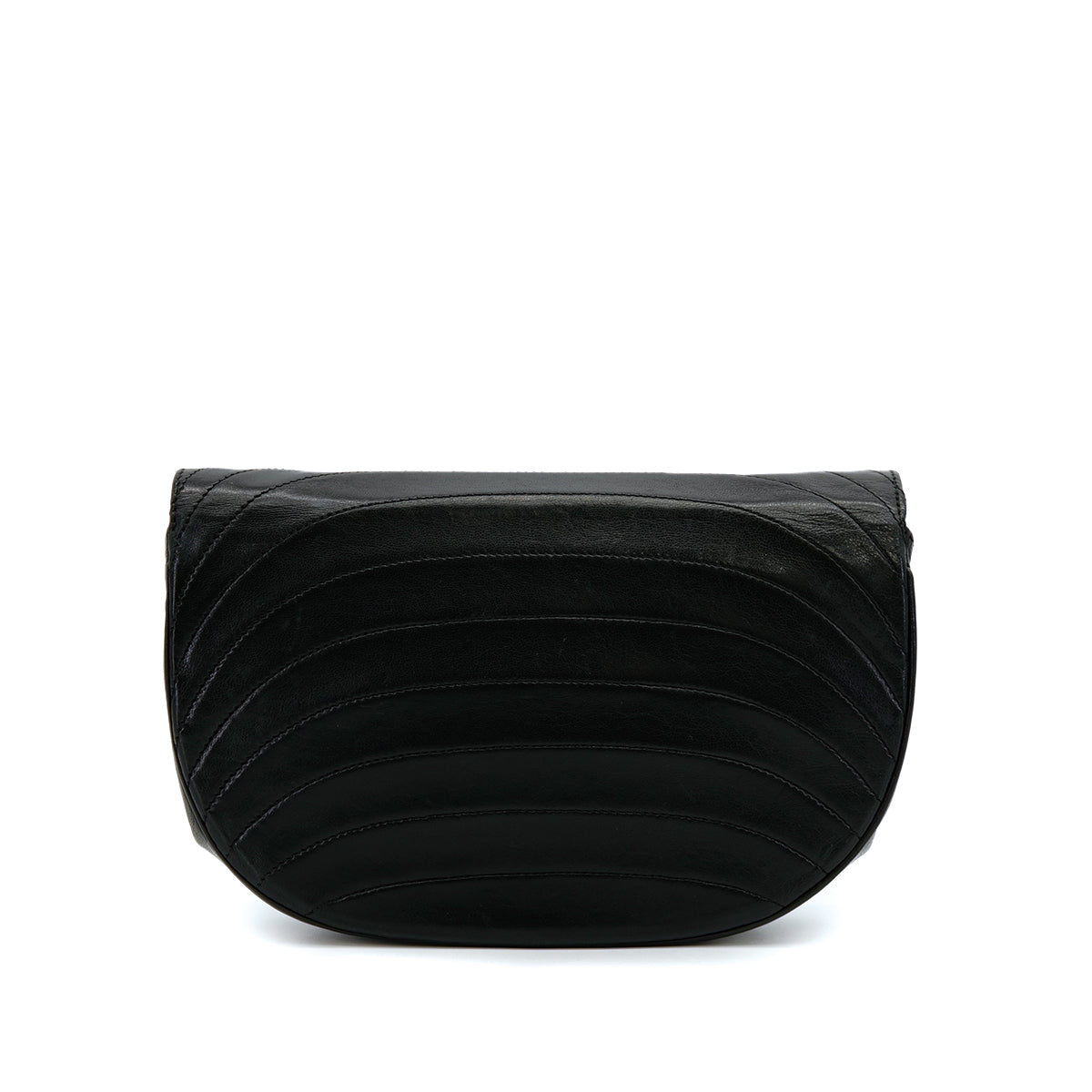 VINTAGE CHANEL COCOMARK WAVE STITCH CHAIN SHOULDER BAG BLACK LAMB SKIN GOLD HARDWARE 90315870