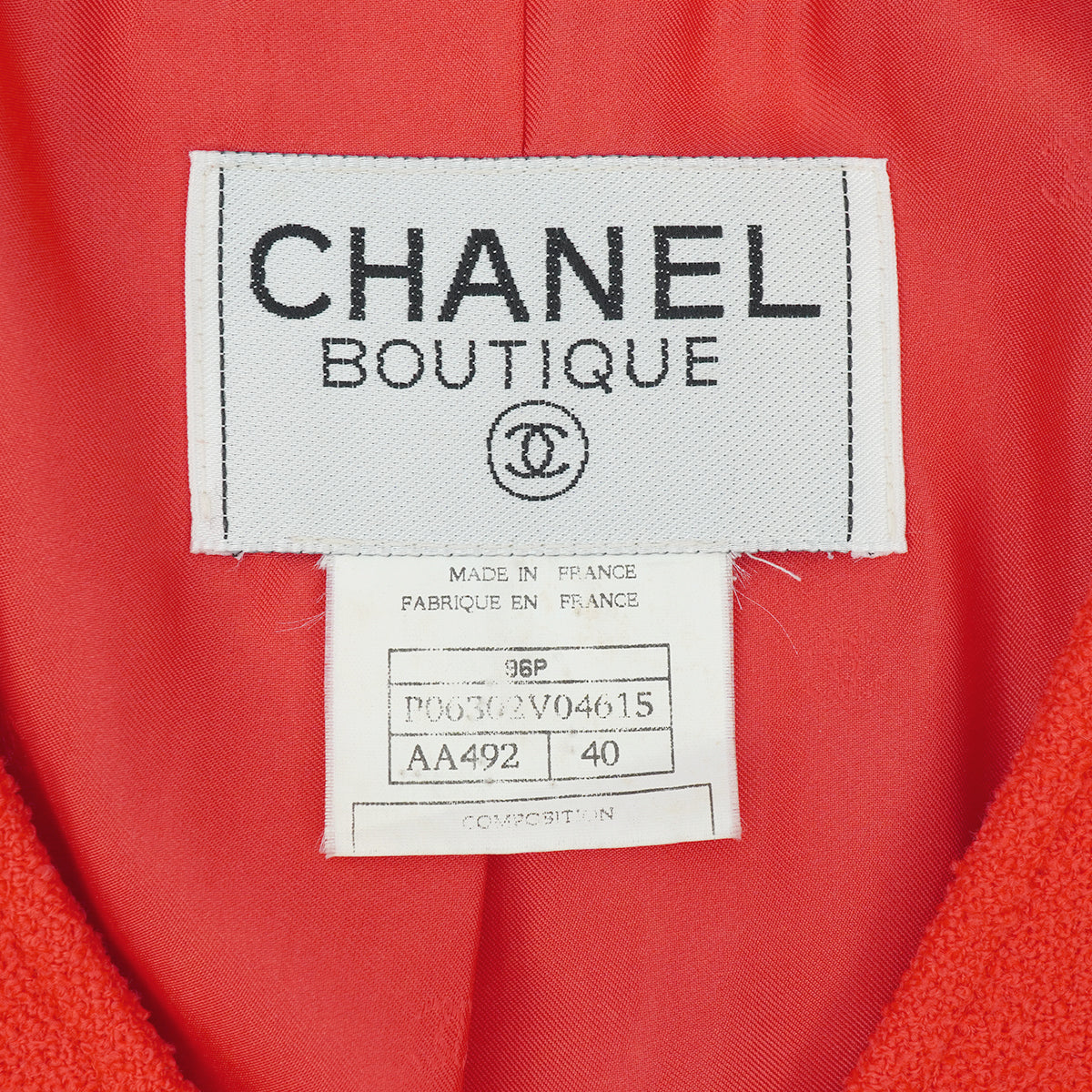 VINTAGE CHANEL COCO BUTTON TWEED COAT RED WOOL 40 96P RTW 90332948