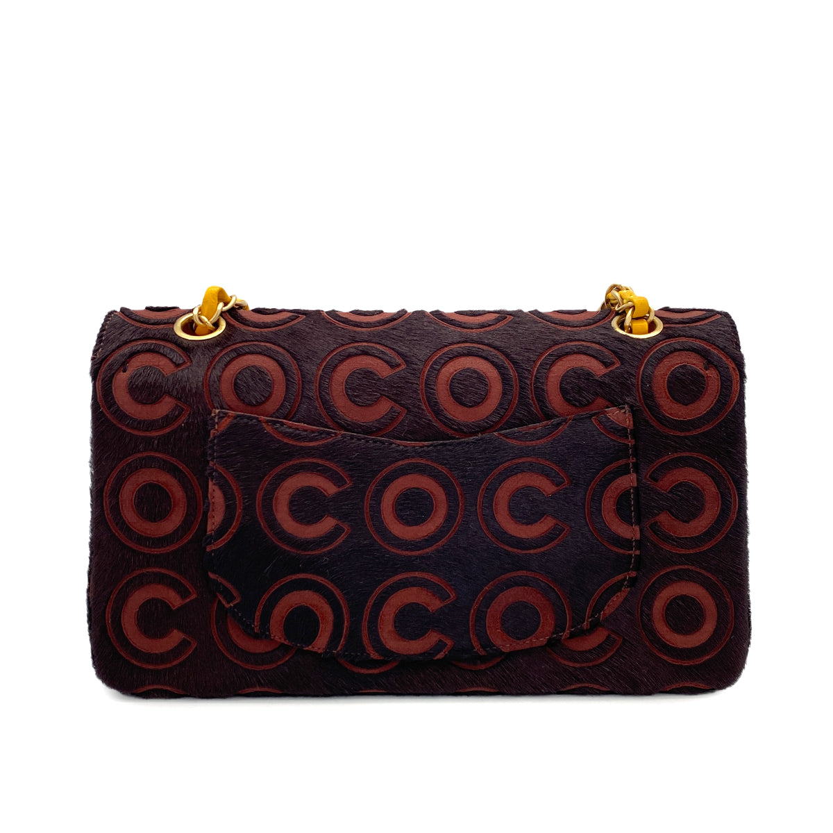 VINTAGE CHANEL COCO CHAIN SHOULDER BAG BROWN YELLOW UNBORN CALF GOLD HARDWARE 90315624
