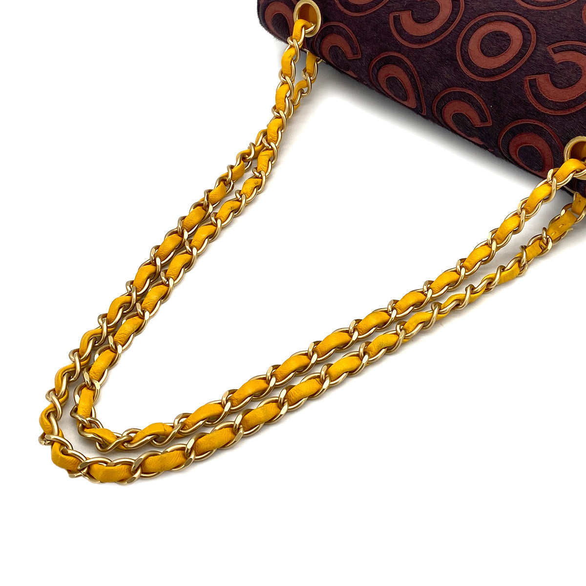 VINTAGE CHANEL COCO CHAIN SHOULDER BAG BROWN YELLOW UNBORN CALF GOLD HARDWARE 90315624