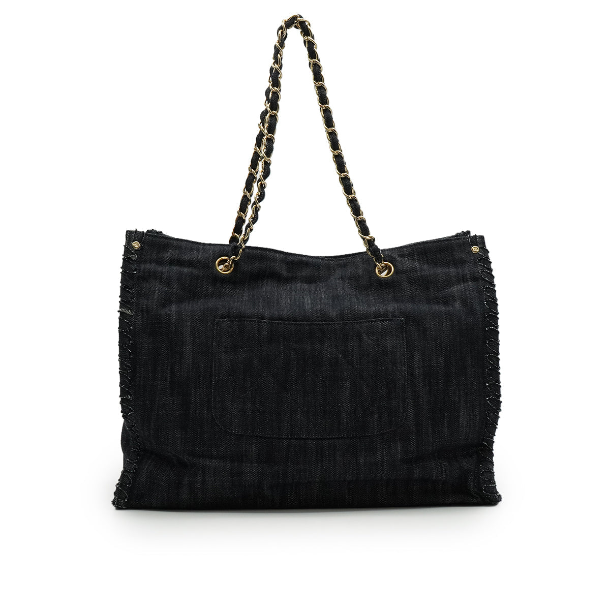 VINTAGE CHANEL COCO NIGHT FIGHT CHAIN TOTE BAG BLUE DENIM GOLD HARDWARE 90339647