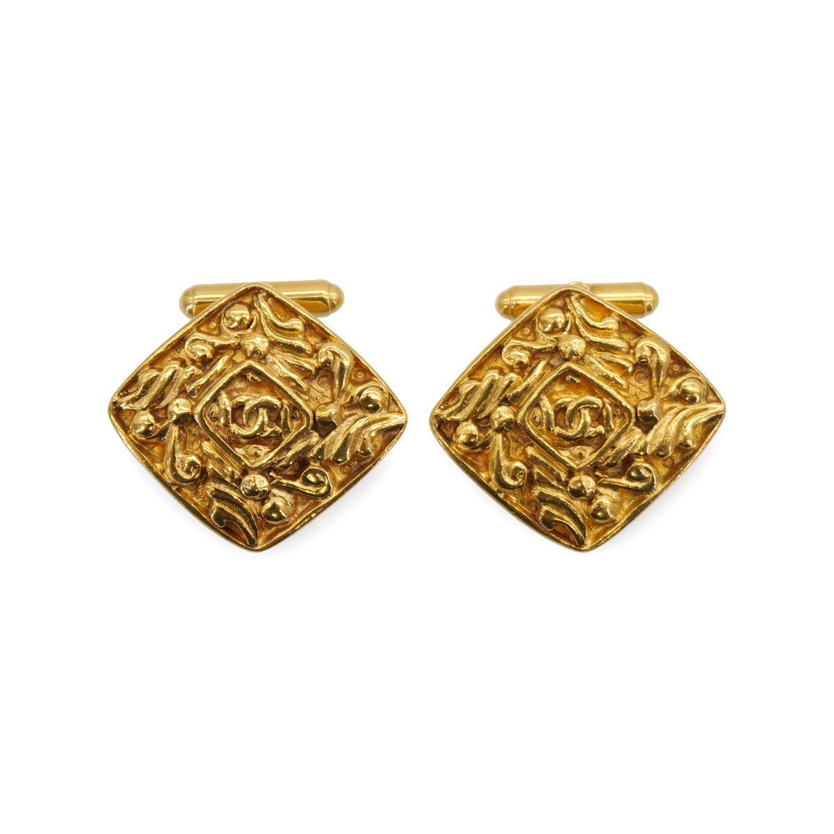 VINTAGE CHANEL CUFFLINKS COCOMARK GOLD ACCESSORY 90319947