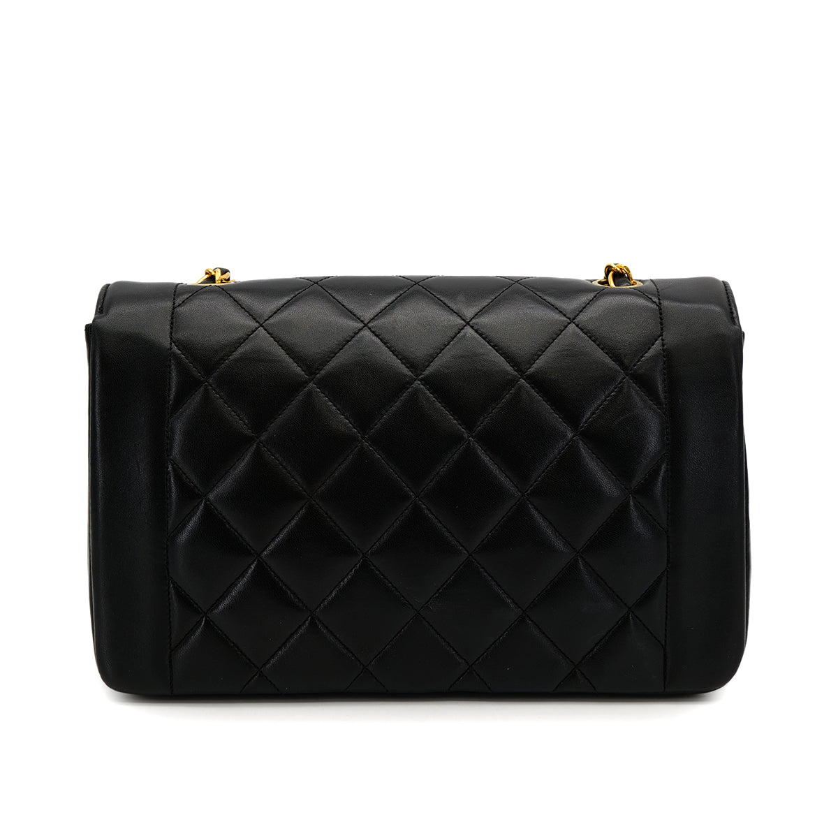 VINTAGE CHANEL DIANA MEDIUM CHAIN SHOULDER BAG BLACK LAMB SKIN GOLD HARDWARE 90317922