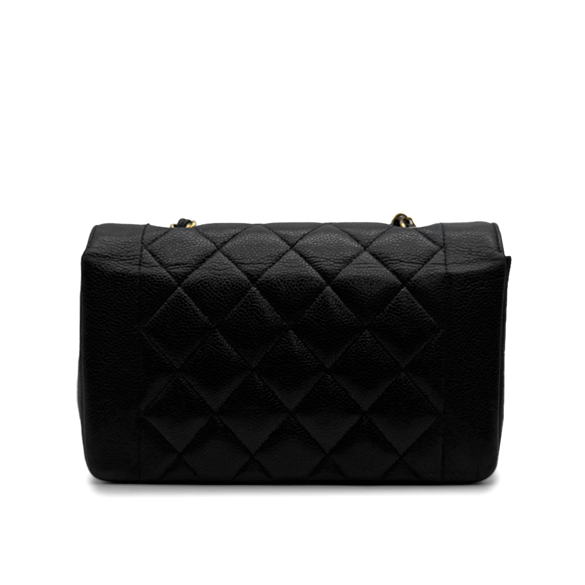 VINTAGE CHANEL DIANA SMALL CHAIN SHOULDER BAG BLACK CAVIAR SKIN GOLD HARDWARE 90315881