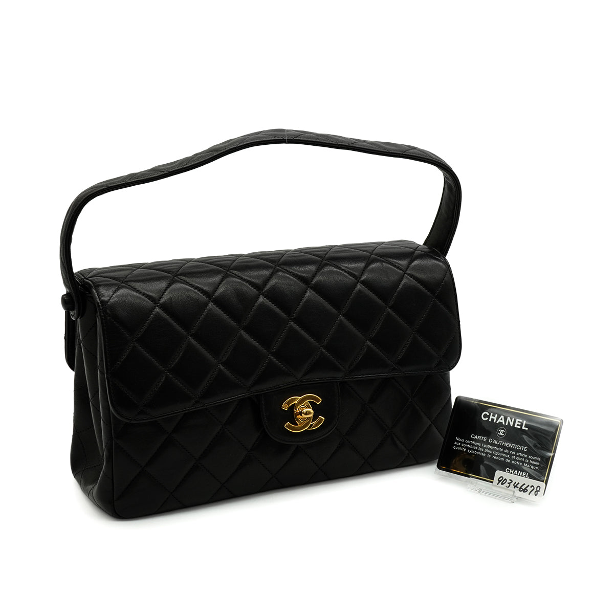 VINTAGE CHANEL DOUBLE FACE CHAIN SHOULDER BAG BLACK LAMB SKIN GOLD HARDWARE 90346678
