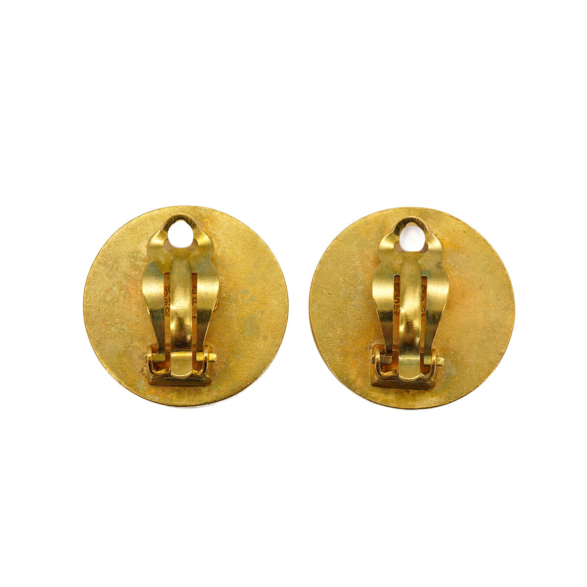 VINTAGE CHANEL EARRINGS COCOMARK BLACK GOLD ACCESSORY 95P 90335734