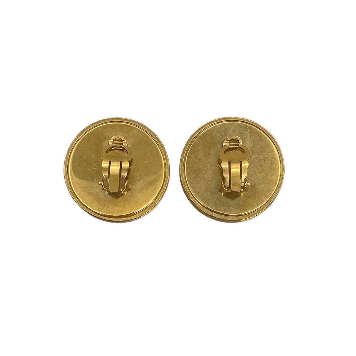 VINTAGE CHANEL EARRINGS COCOMARK ROUND GOLD ACCESSORY 94P 90321044