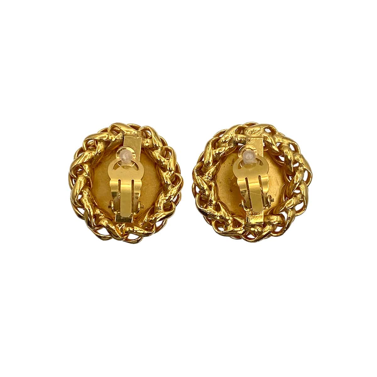 VINTAGE CHANEL EARRINGS COCOMARK EAR OF RICE MOTIF CHAIN GOLD ACCESSORY 23 90321038