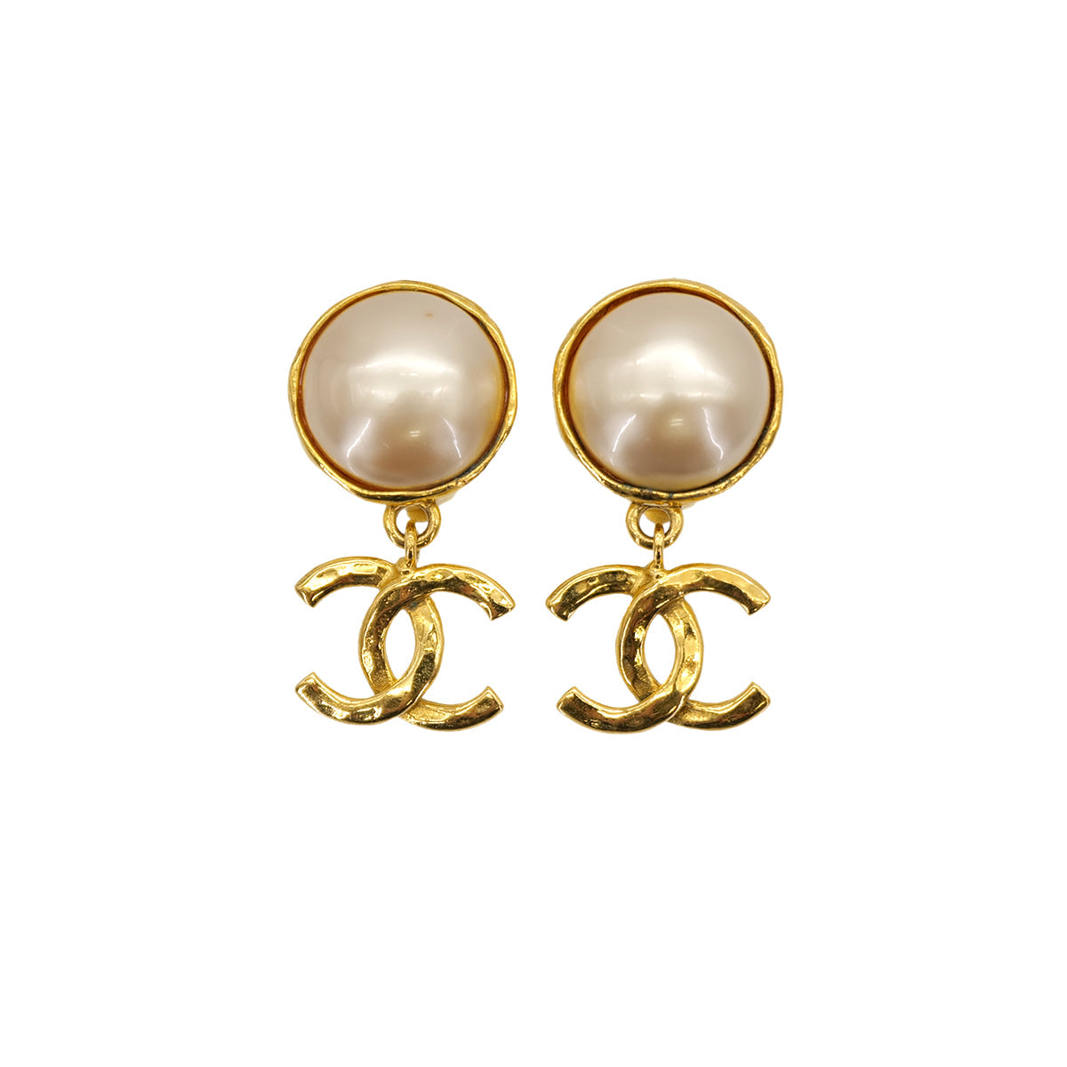 VINTAGE CHANEL EARRINGS COCOMARK FAUX PEARL GOLD ACCESSORY 29 90319933