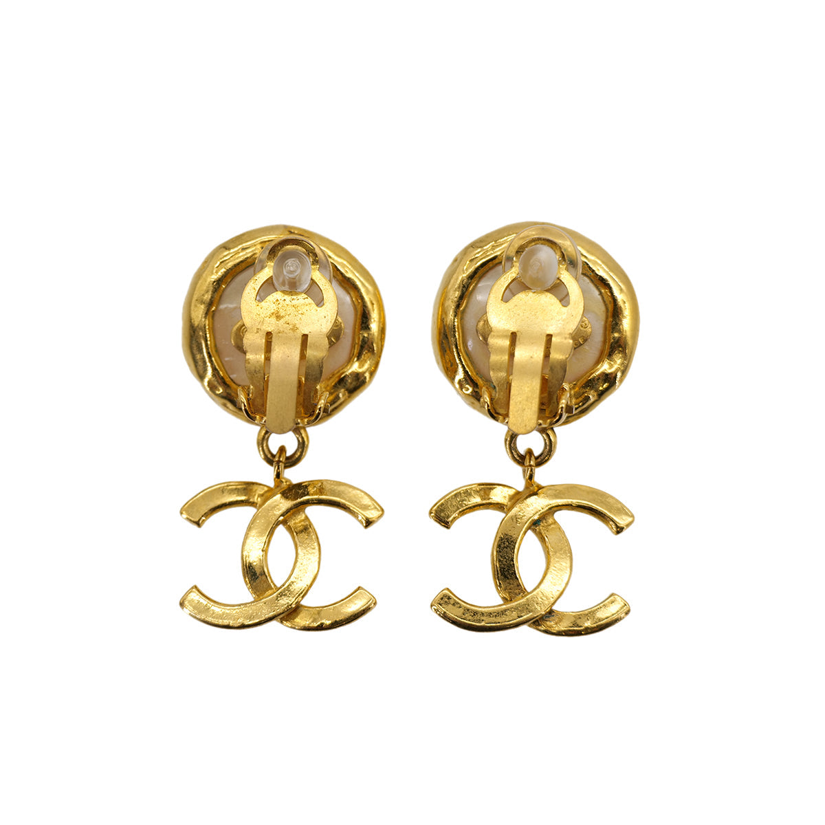 VINTAGE CHANEL EARRINGS COCOMARK FAUX PEARL GOLD ACCESSORY 29 90319933