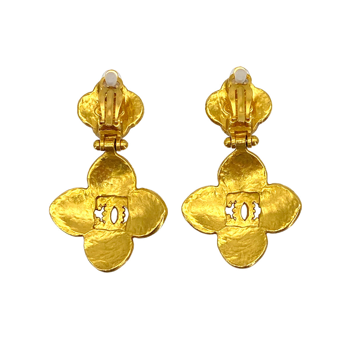 VINTAGE CHANEL EARRINGS COCOMARK FLOWER SWING GOLD ACCESSORY 96A 90319147