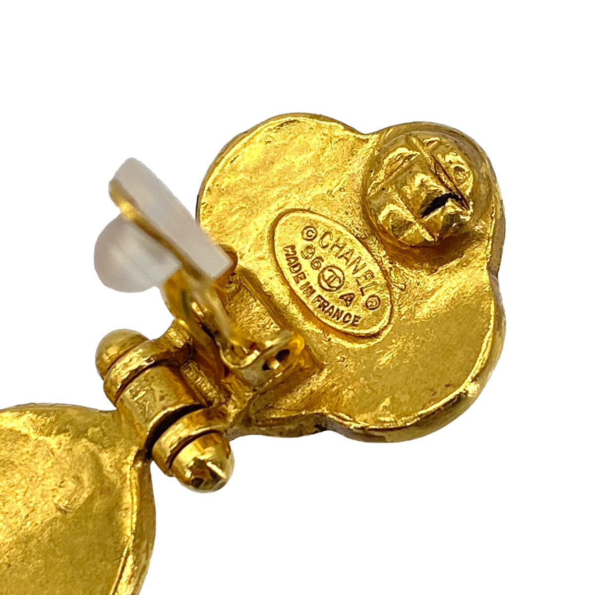 VINTAGE CHANEL EARRINGS COCOMARK FLOWER SWING GOLD ACCESSORY 96A 90319147