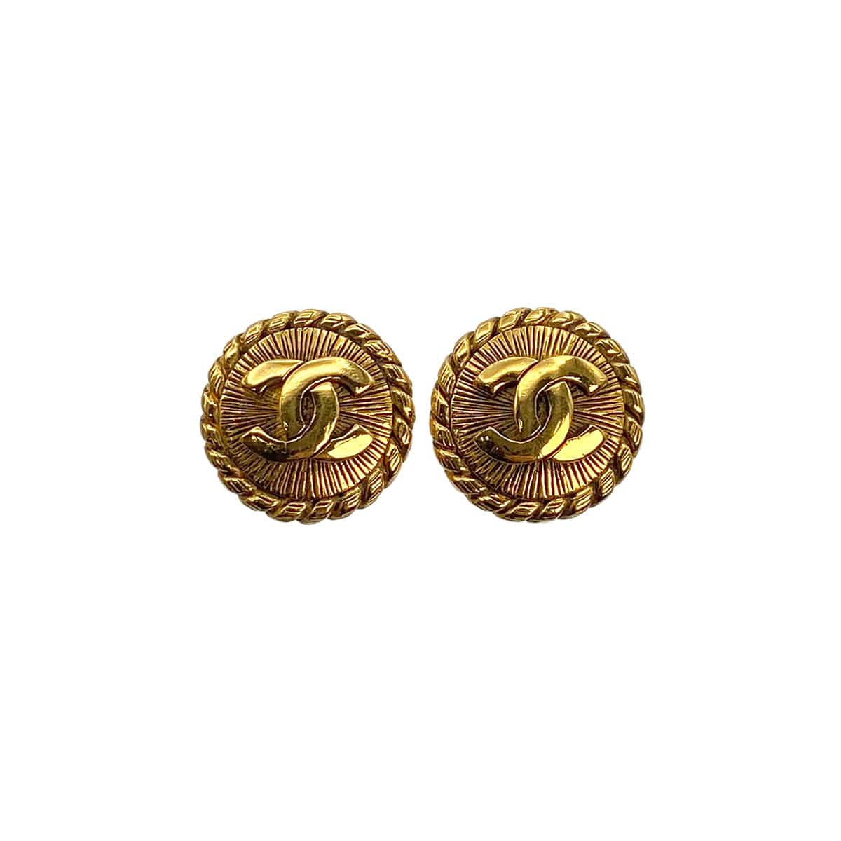 VINTAGE CHANEL EARRINGS COCOMARK GOLD ACCESSORY 90321101