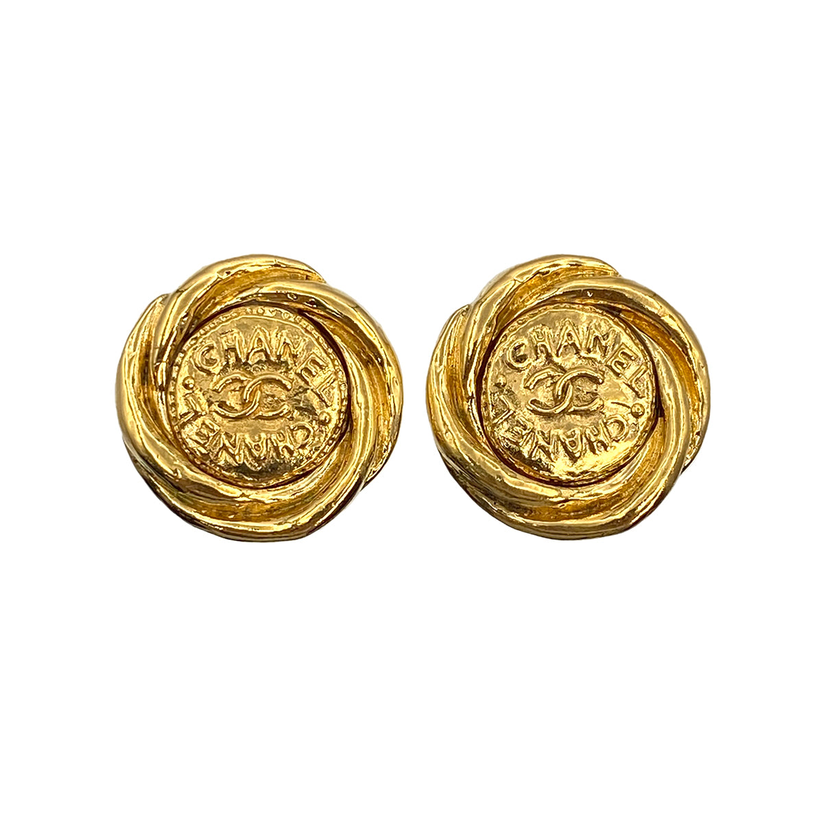 VINTAGE CHANEL EARRINGS COCOMARK GOLD ACCESSORY 93P 90321040