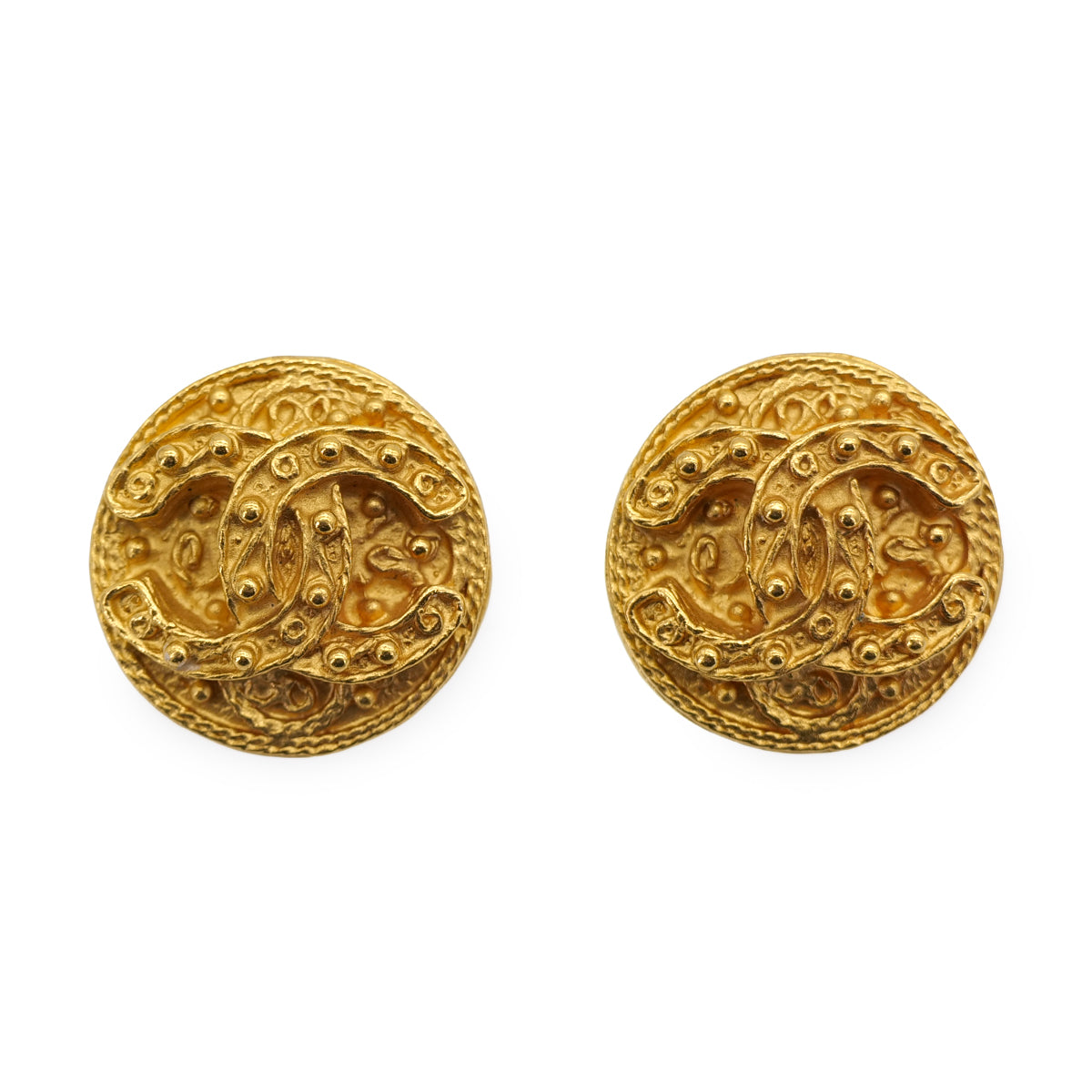 VINTAGE CHANEL EARRINGS COCOMARK GOLD ACCESSORY 94A 90319972