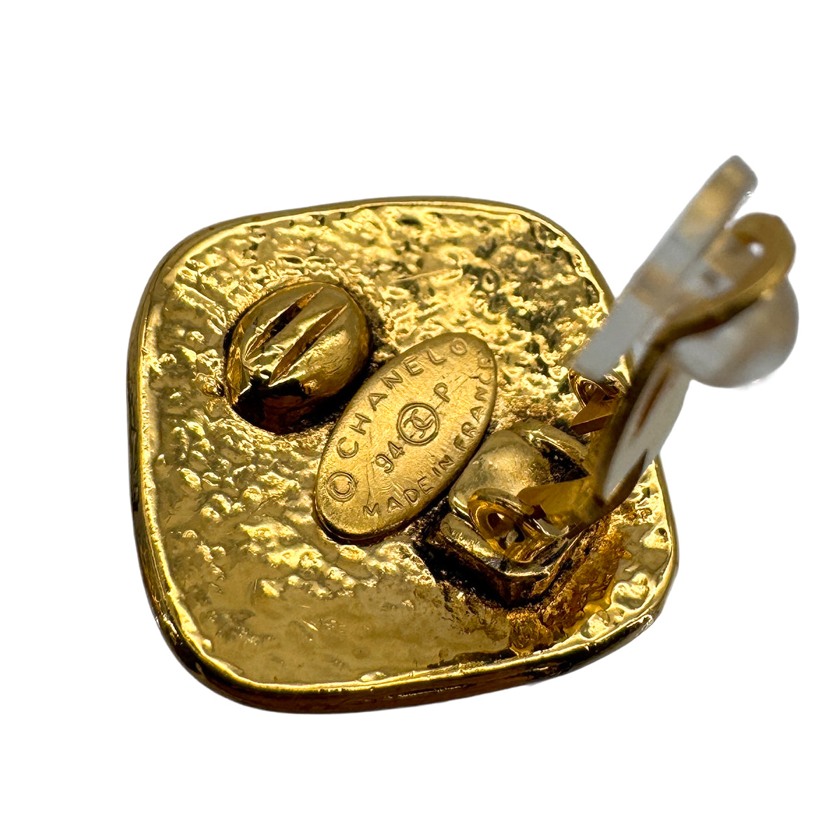 VINTAGE CHANEL EARRINGS COCOMARK GOLD ACCESSORY 94P 90323182