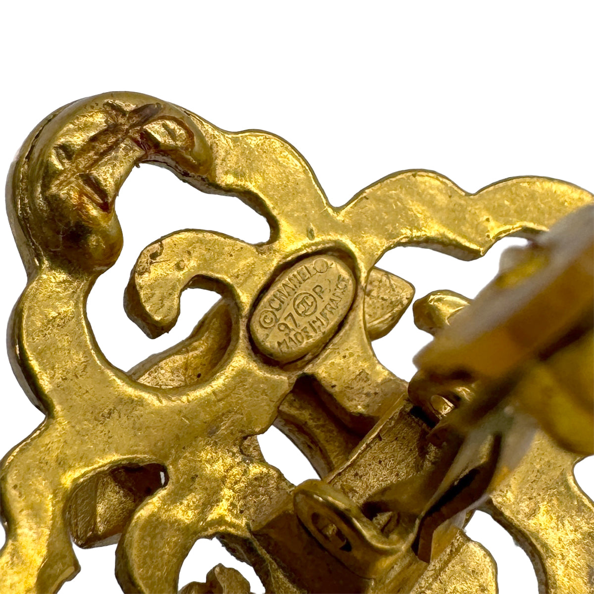 VINTAGE CHANEL EARRINGS COCOMARK GOLD ACCESSORY 97P 90324774