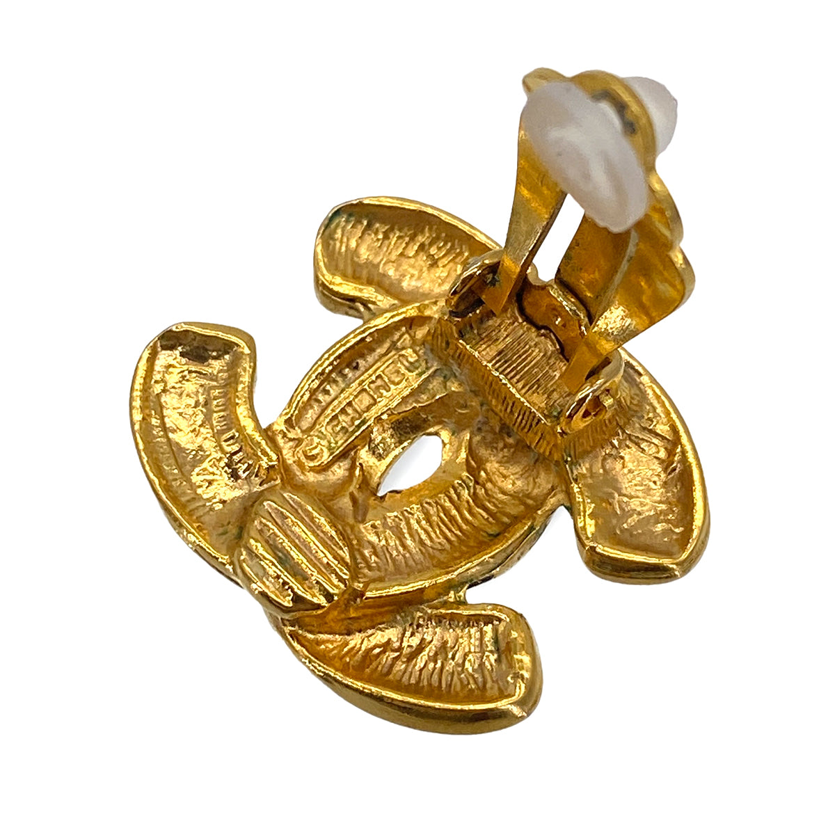 VINTAGE CHANEL EARRINGS COCOMARK MATELASSE GOLD ACCESSORY 90322029