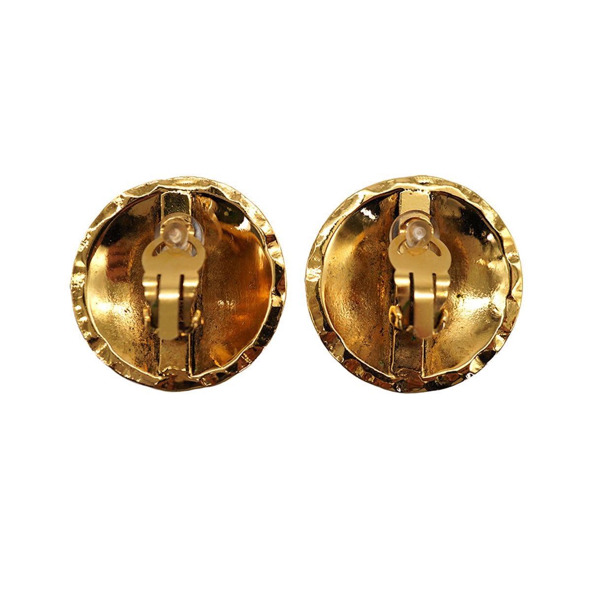 VINTAGE CHANEL EARRINGS COCOMARK MATELASSE GOLD ACCESSORY 90331810