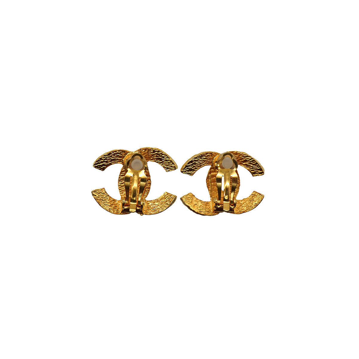 VINTAGE CHANEL EARRINGS COCOMARK MATELASSE GOLD ACCESSORY 90346882