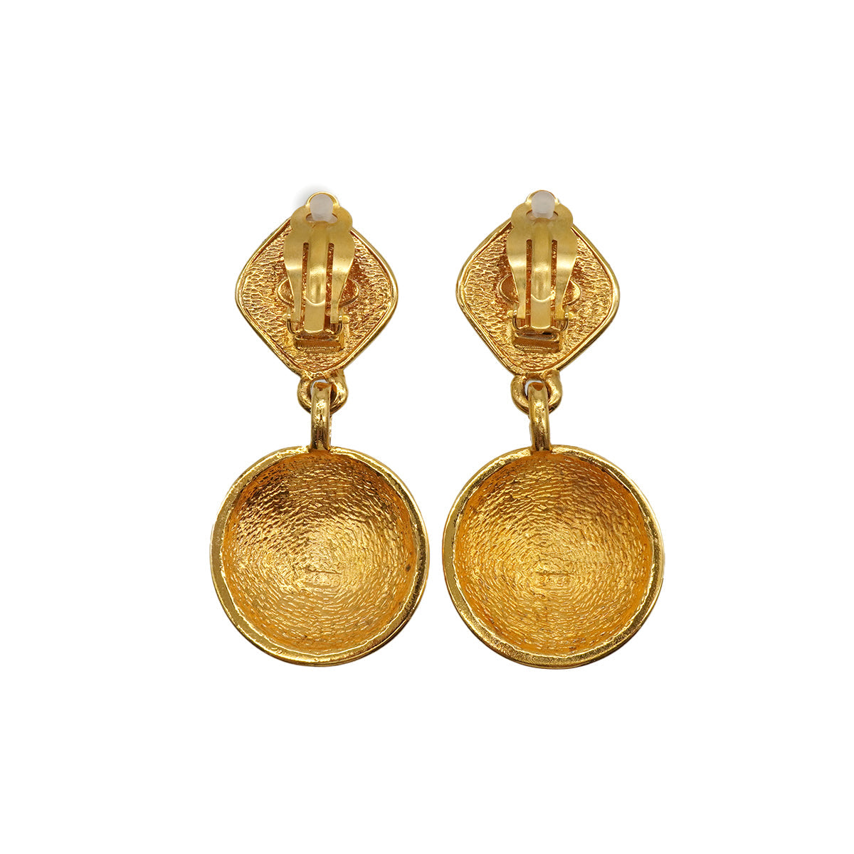 VINTAGE CHANEL EARRINGS COCOMARK MATELASSE SWING GOLD ACCESSORY 90337701