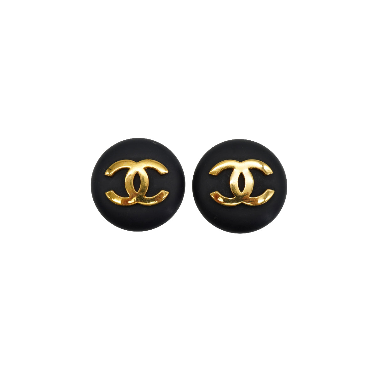 VINTAGE CHANEL EARRINGS COCOMARK ROUND BLACK  ACCESSORY 24 90332593