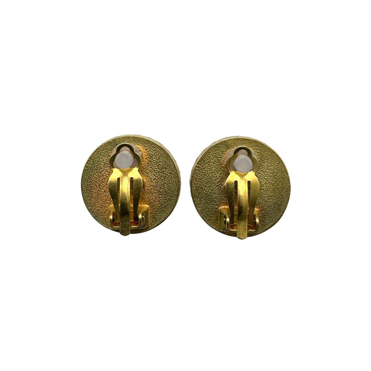 VINTAGE CHANEL EARRINGS COCOMARK ROUND BLACK ACCESSORY 94A 90326870