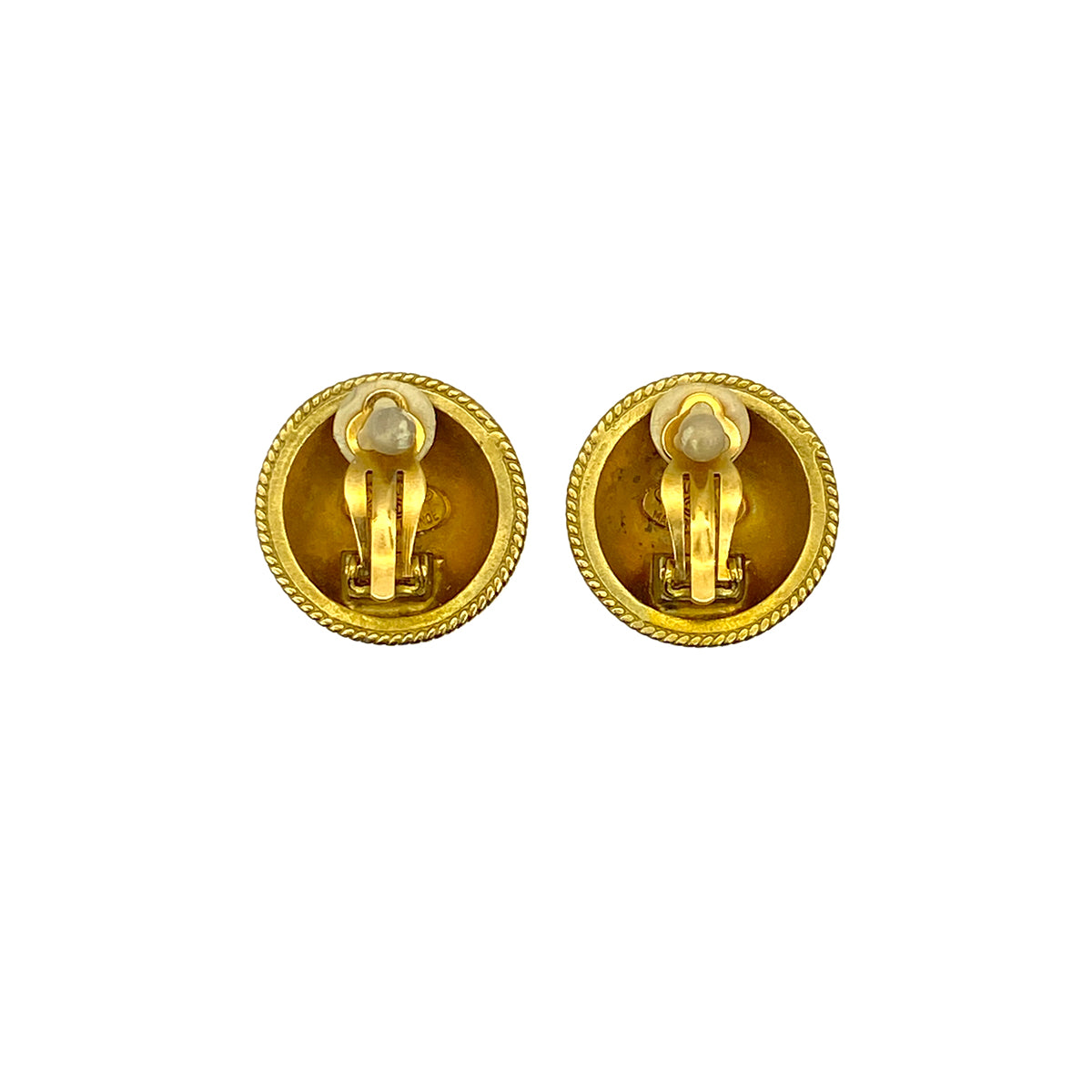 VINTAGE CHANEL EARRINGS COCOMARK ROUND GOLD ACCESSORY 94A 90319681