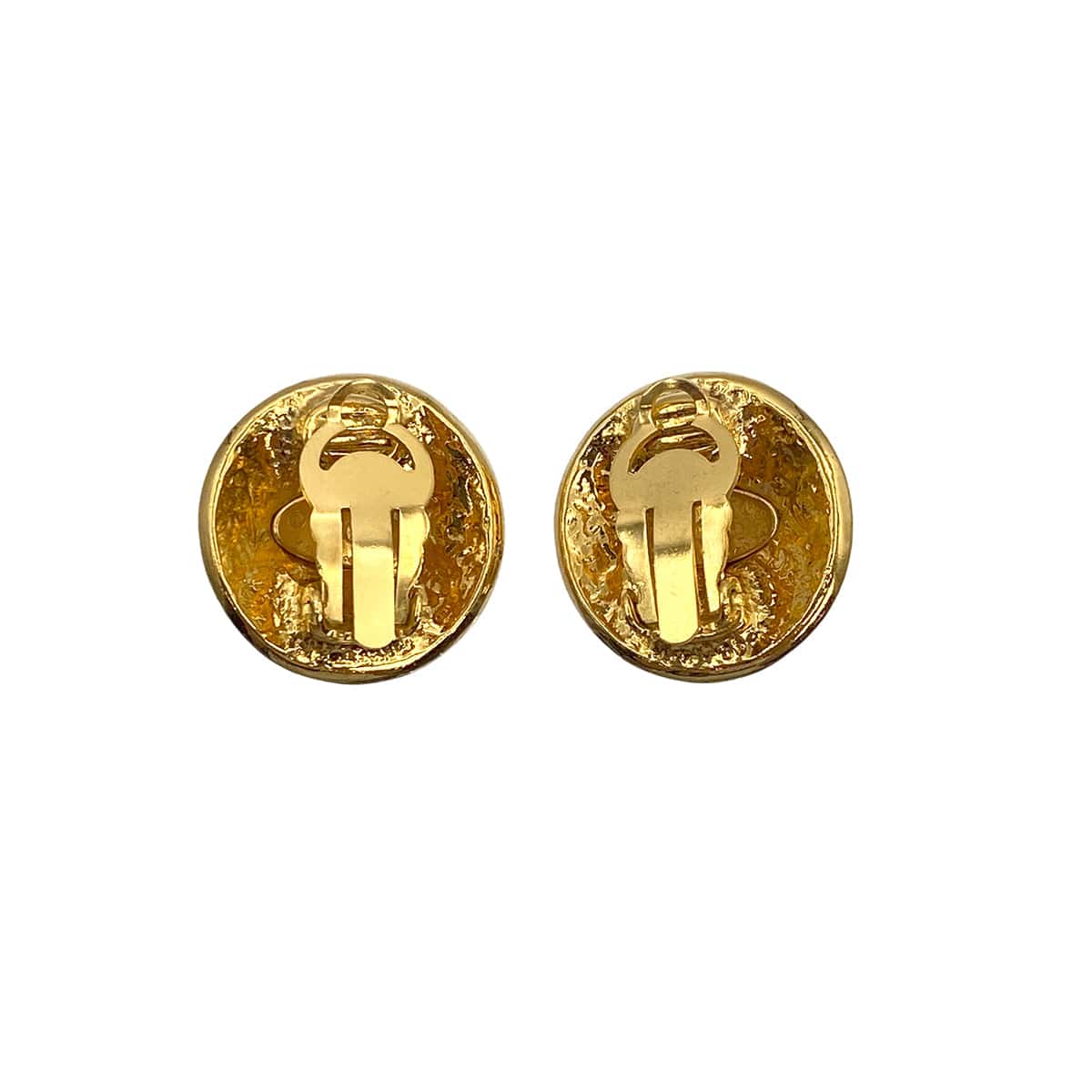 VINTAGE CHANEL EARRINGS COCOMARK ROUND GOLD ACCESSORY 94P 90321124