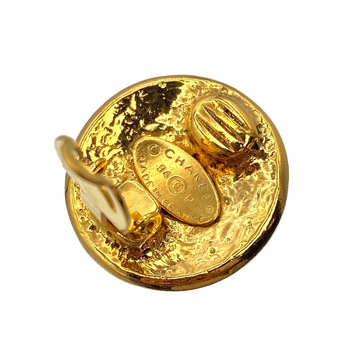 VINTAGE CHANEL EARRINGS COCOMARK ROUND GOLD ACCESSORY 94P 90321124