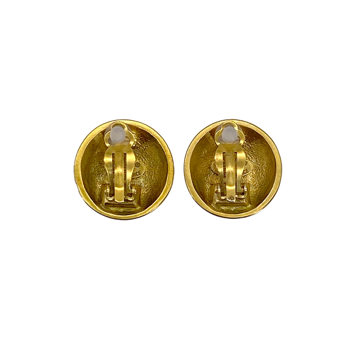 VINTAGE CHANEL EARRINGS COCOMARK ROUND GOLD ACCESSORY 95P 90322031