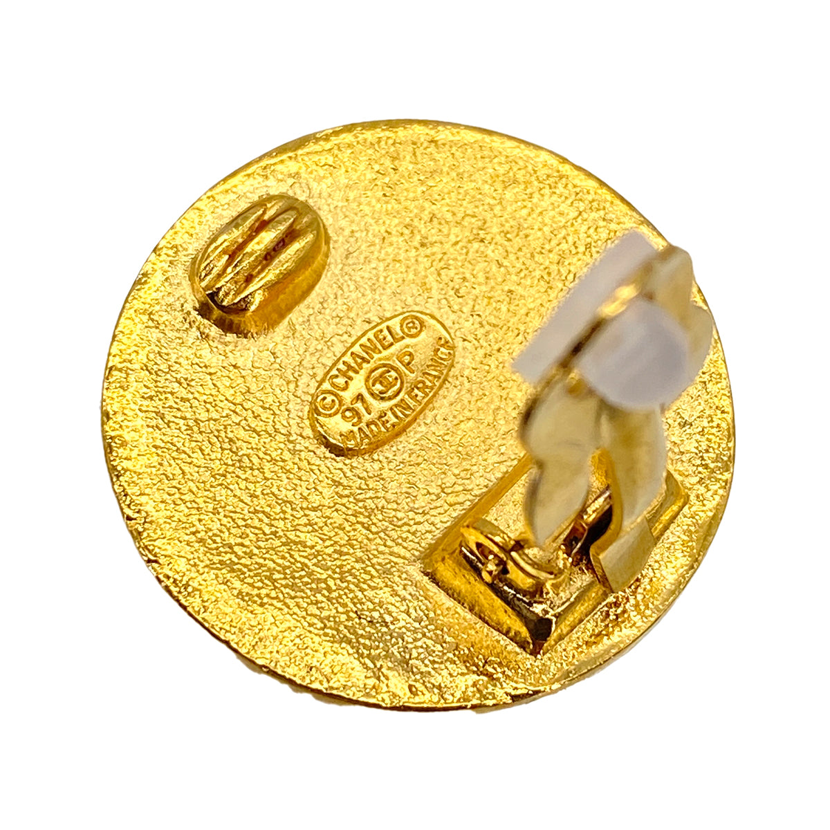 VINTAGE CHANEL EARRINGS COCOMARK ROUND GOLD ACCESSORY 97P 90322037