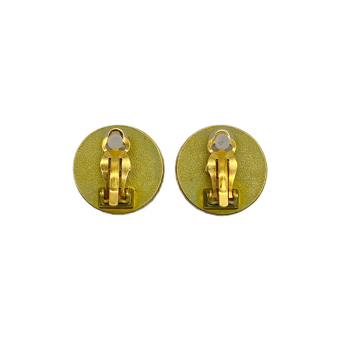 VINTAGE CHANEL EARRINGS COCOMARK ROUND GOLD BLACK ACCESSORY 94A 90322158