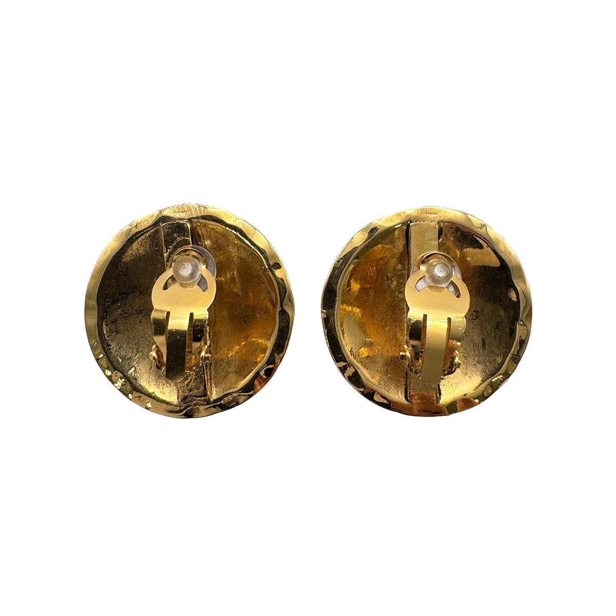 VINTAGE CHANEL EARRINGS COCOMARK ROUND MATELASSE ACCESSORY 90326879