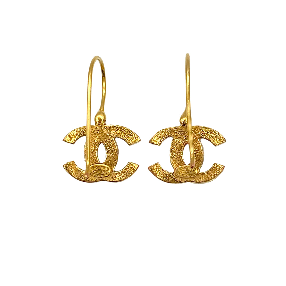 VINTAGE CHANEL EARRINGS COCOMARK RHINESTONE SWING GOLD ACCESSORY 02A 90319680