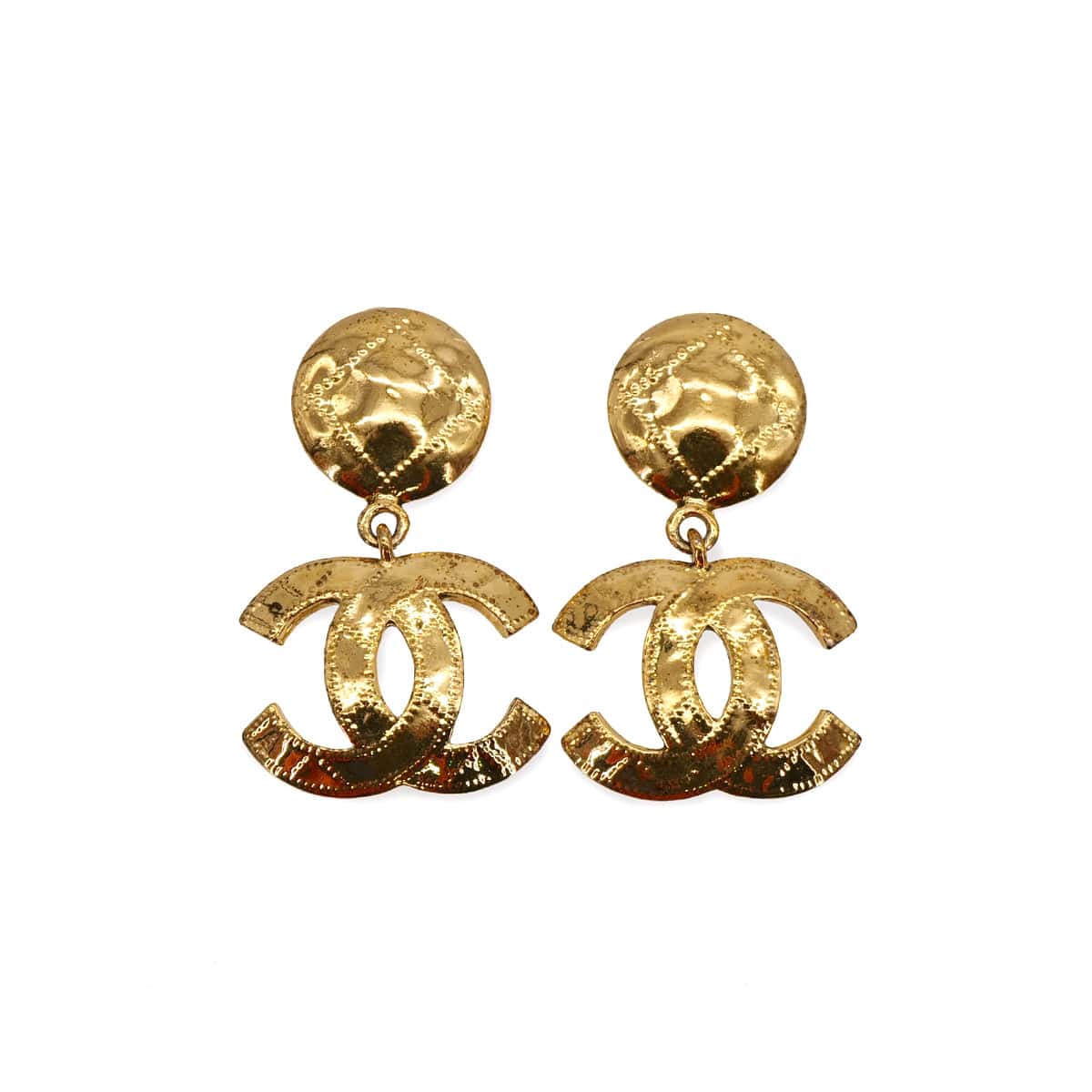 VINTAGE CHANEL EARRINGS COCOMARK SWING GOLD ACCESSORY 94P 90321128