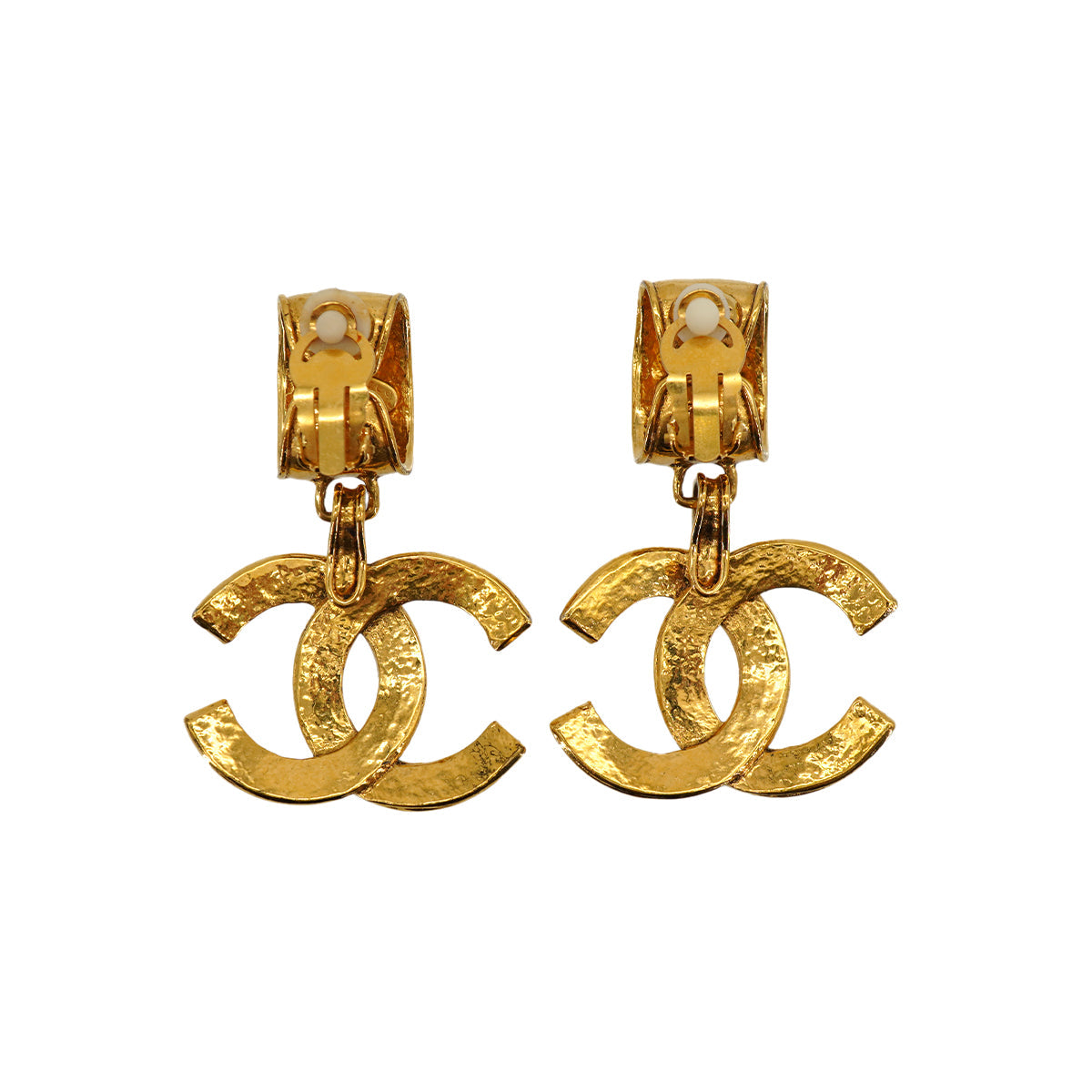 VINTAGE CHANEL EARRINGS COCOMARK SWING GOLD ACCESSORY 94P 90333713